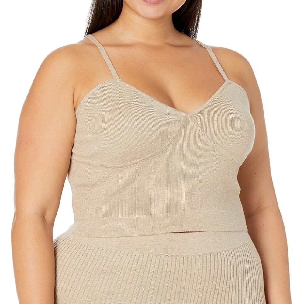 PLUS SIZE Women's Sand Ribbed Knit Bralette